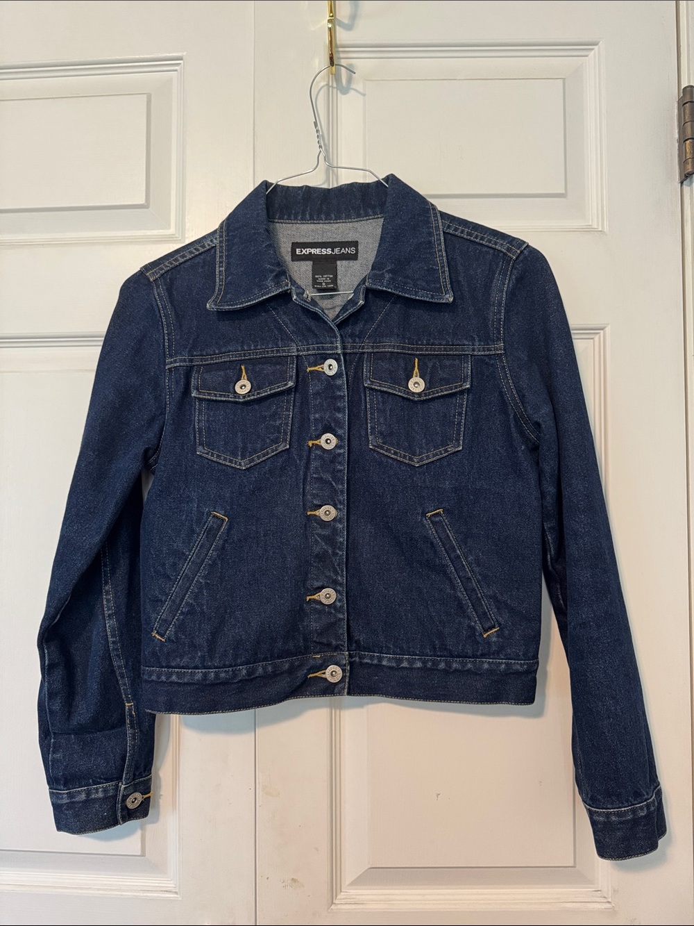 Women's Express Jeans Trucker Denim Jacket Dark Blue S